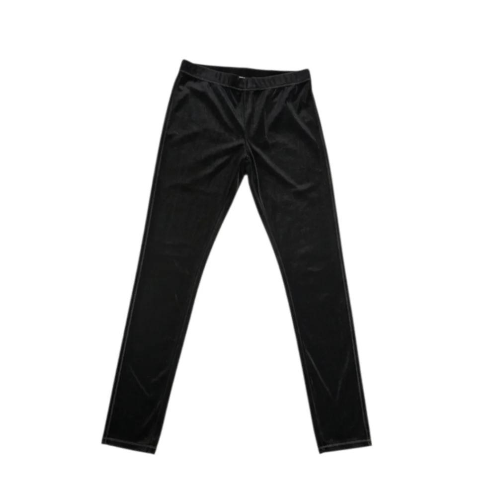 Black Velvet Stretch Leggings M Soft Pull On High Rise Date Night Party - Picture 4 of 4